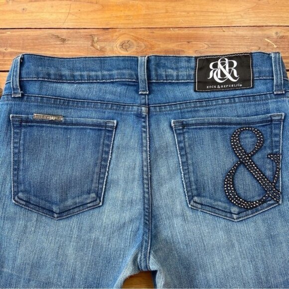 ROCK Republic Stella Low rise blue jeans studded pocket size 28 soft stretchy - Picture 6 of 12